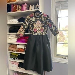 Chicwish Black and Gold Floral Midi Dress